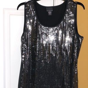 Covington Silver Sequins Sleeveless Top